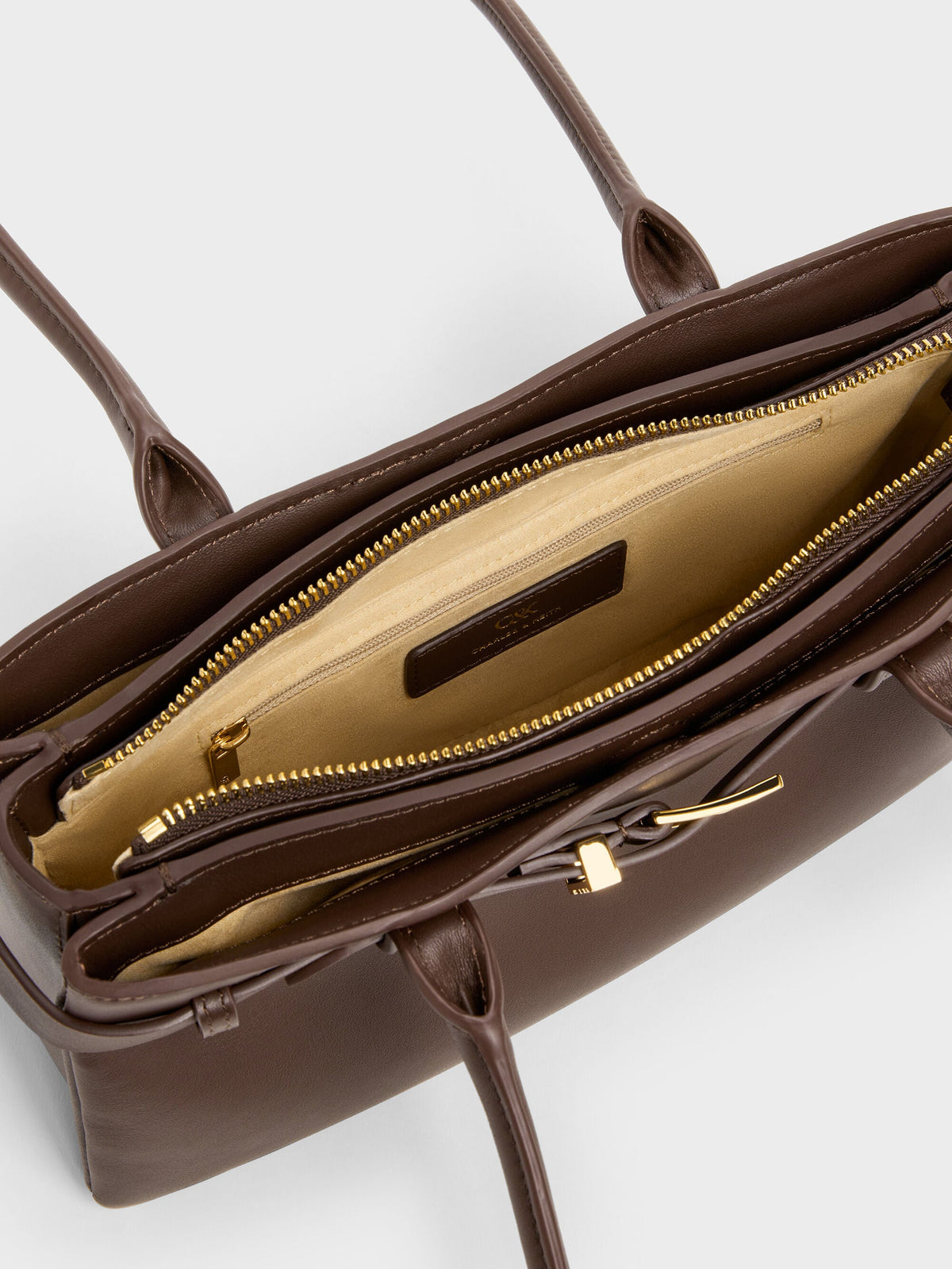 CHARLES & KEITH Everyday / Jody Leather Belted Shoulder Bag - Dark Brown