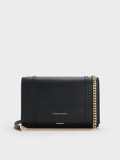 CHARLES & KEITH Recommended / Shalia Chain-Strap Shoulder Bag - Black