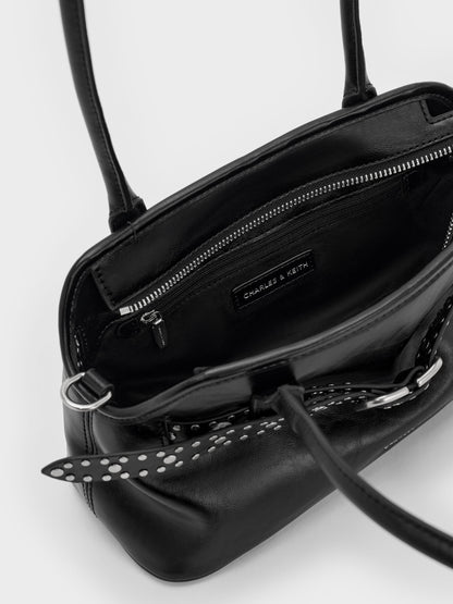 CHARLES & KEITH Trusted / Victoria Studded Belted Shoulder Bag - Noir