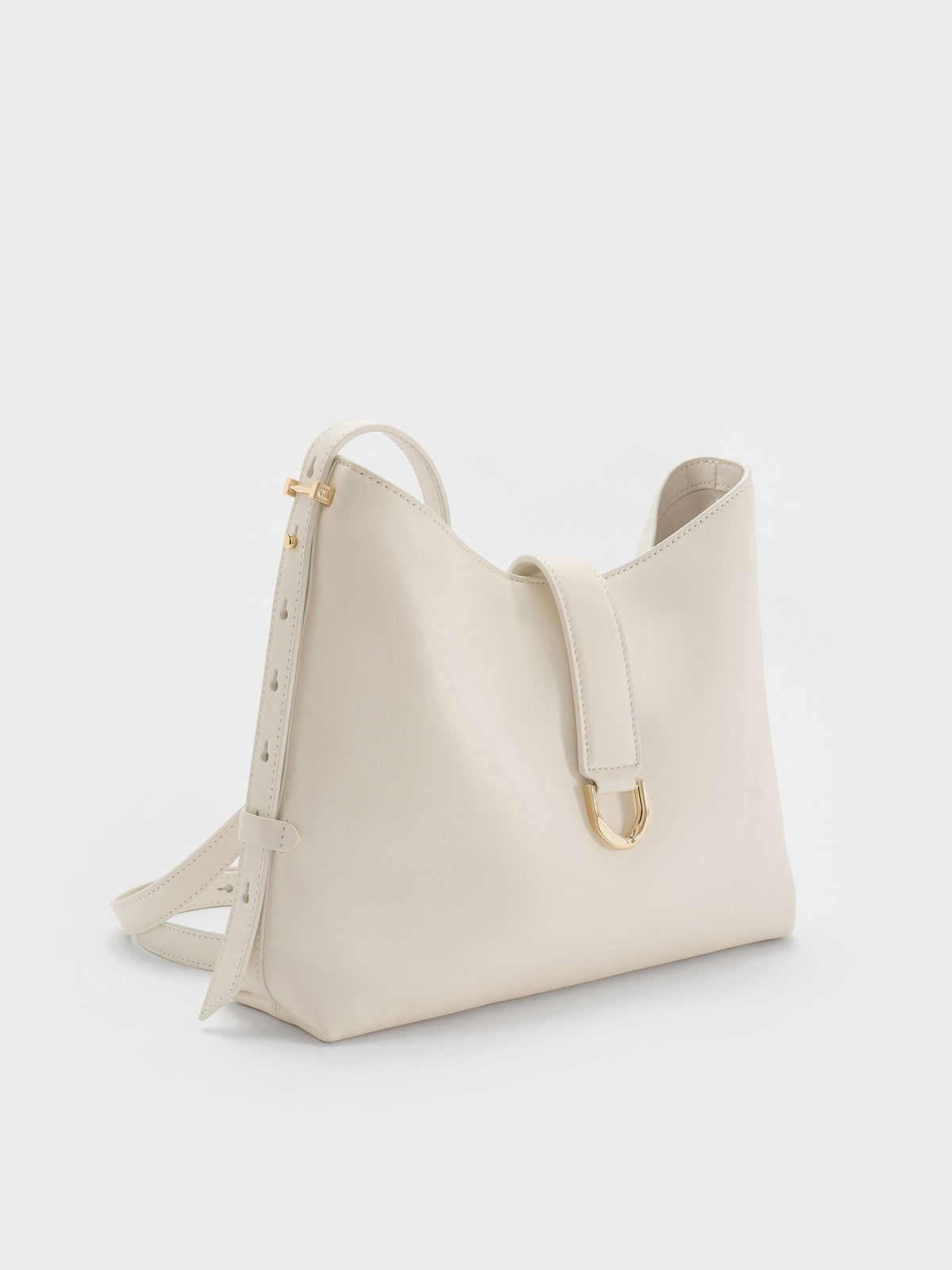 CHARLES & KEITH Featured / Gabine Leather Belted Hobo Bag - Eggshell Cream
