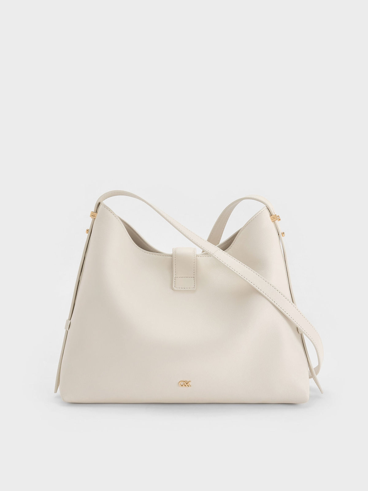 CHARLES & KEITH Featured / Gabine Leather Belted Hobo Bag - Eggshell Cream