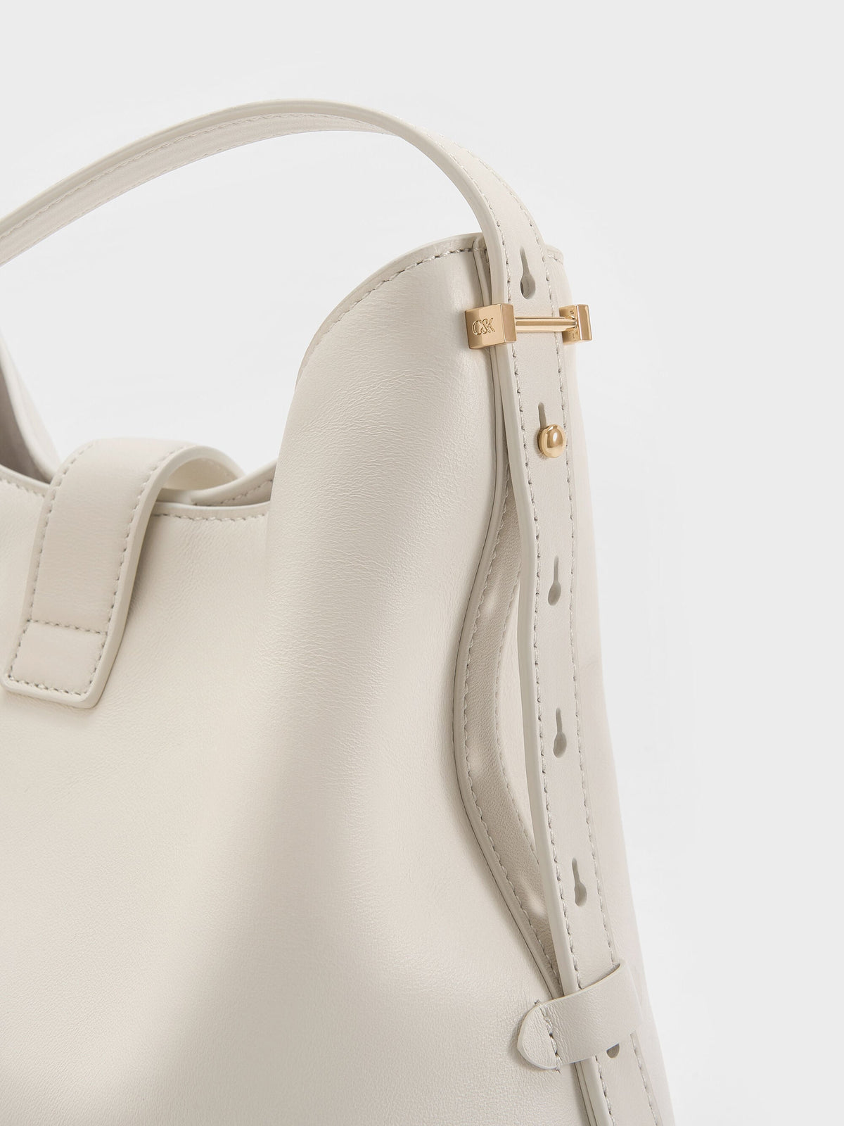 CHARLES & KEITH Featured / Gabine Leather Belted Hobo Bag - Eggshell Cream