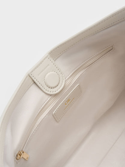 CHARLES & KEITH Featured / Gabine Leather Belted Hobo Bag - Eggshell Cream