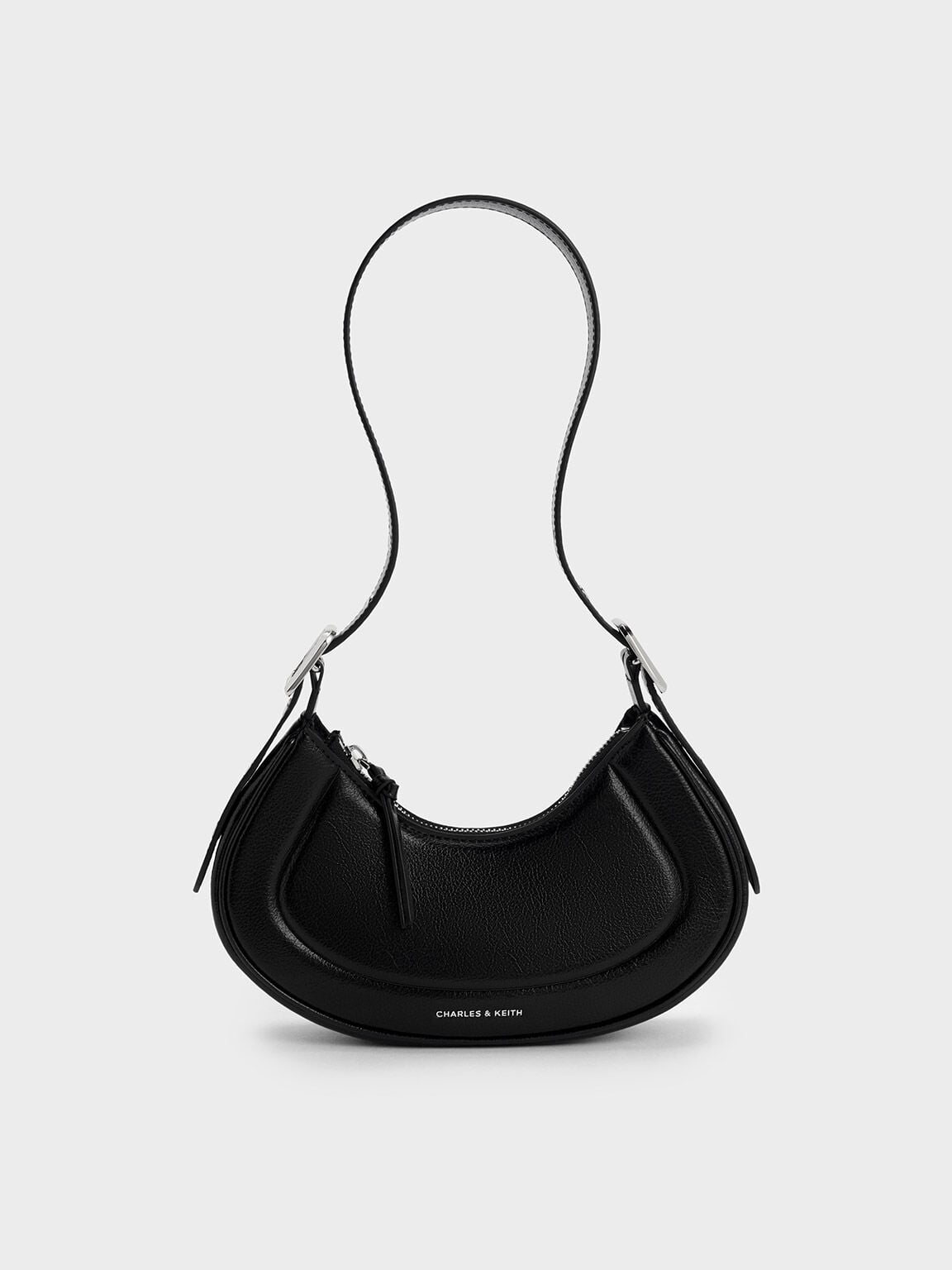 CHARLES & KEITH Classic / Petra Curved Shoulder Bag - Noir