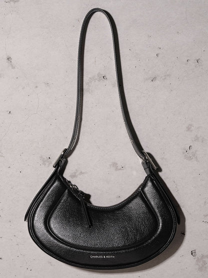 CHARLES & KEITH Classic / Petra Curved Shoulder Bag - Noir