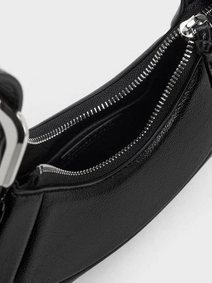 CHARLES & KEITH Classic / Petra Curved Shoulder Bag - Noir