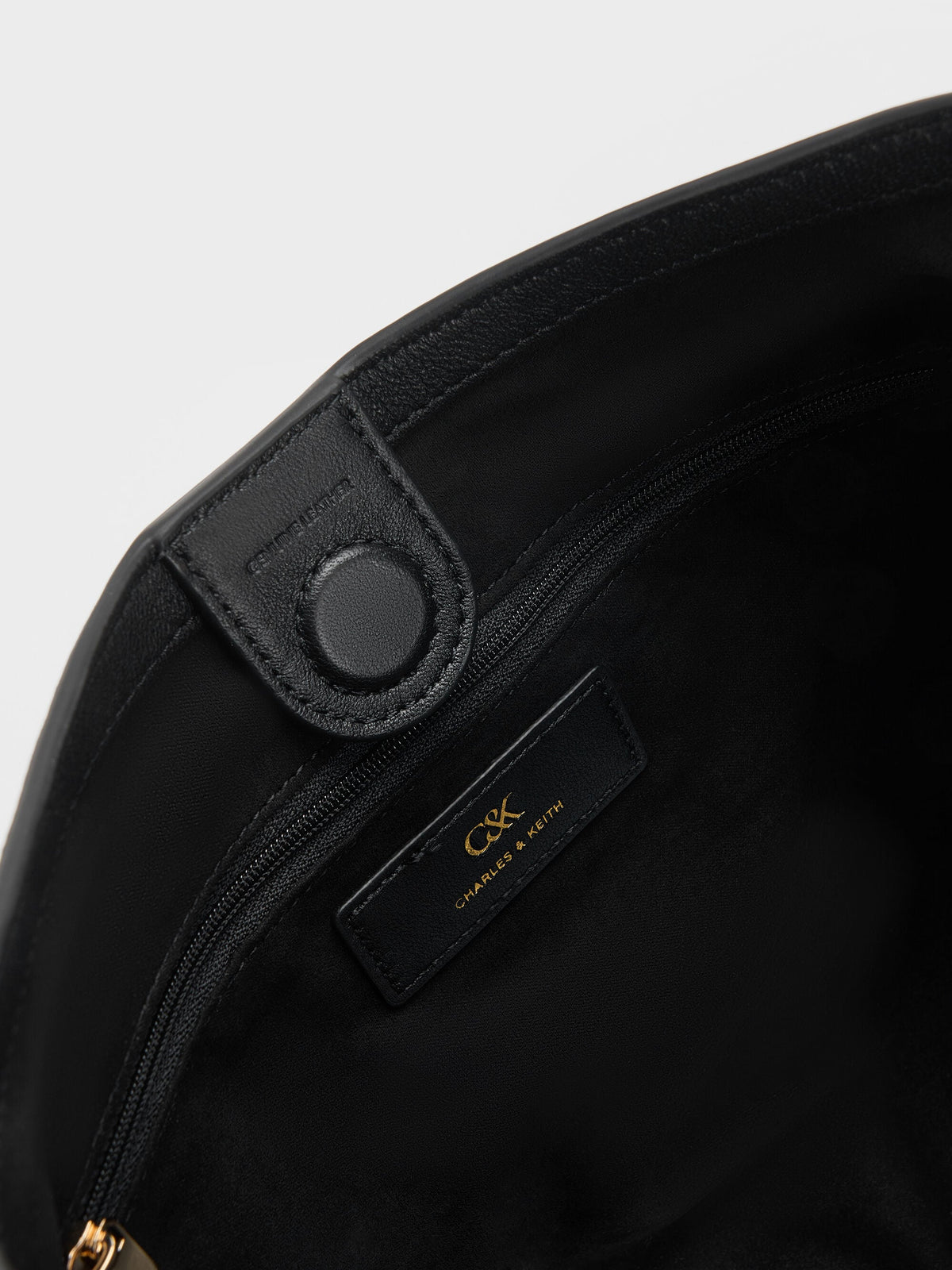 CHARLES & KEITH Trending / Gabine Leather Belted Hobo Bag - Black