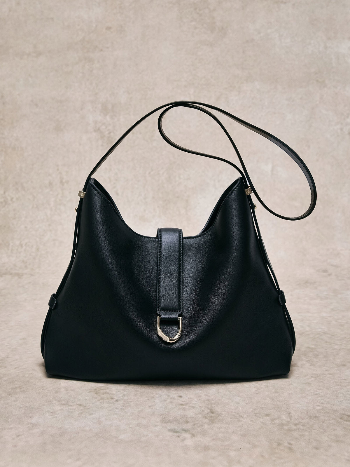 CHARLES & KEITH Trending / Gabine Leather Belted Hobo Bag - Black