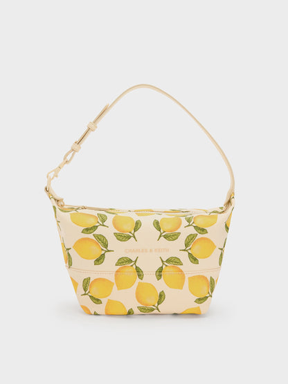 CHARLES & KEITH Featured / Amity Canvas Lemon-Print Hobo Bag - Butter Yellow