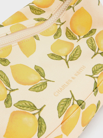 CHARLES & KEITH Featured / Amity Canvas Lemon-Print Hobo Bag - Butter Yellow