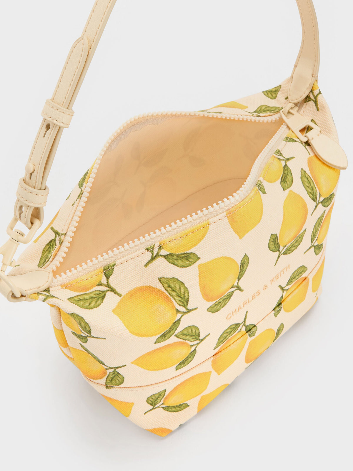 CHARLES & KEITH Featured / Amity Canvas Lemon-Print Hobo Bag - Butter Yellow