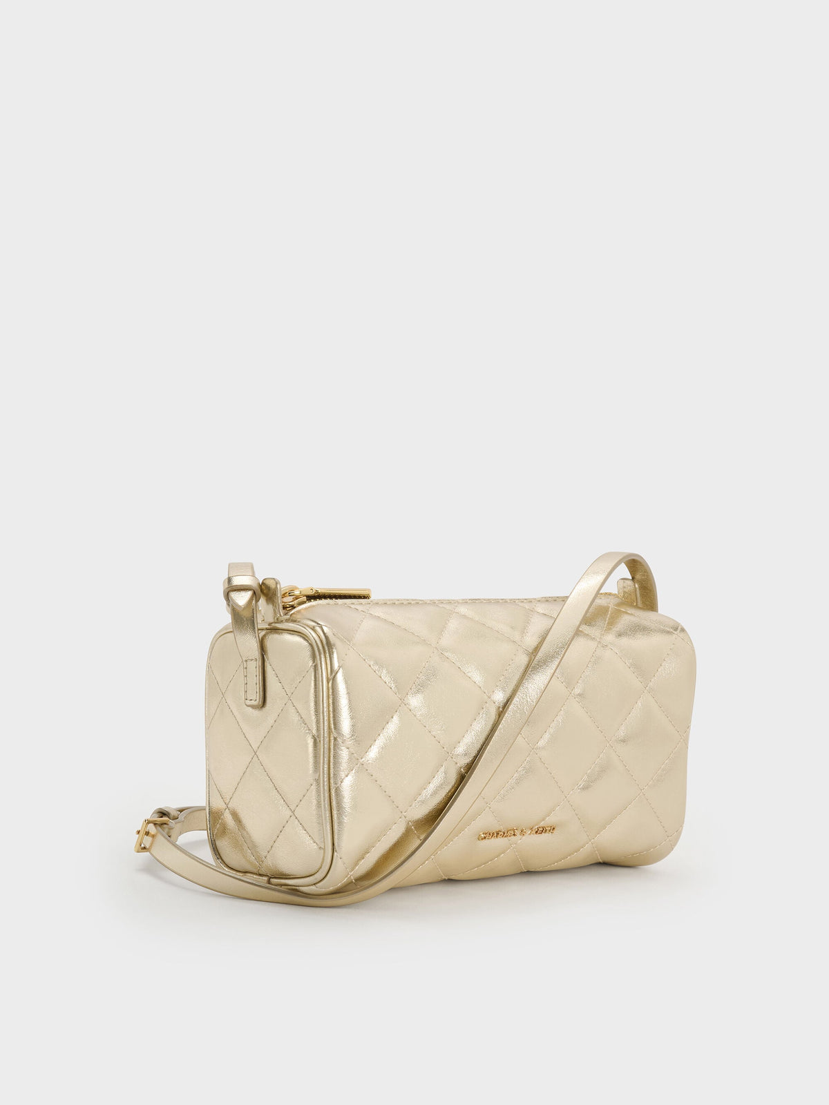 CHARLES & KEITH Great Value / Janie Metallic Quilted Shoulder Bag - Champagne