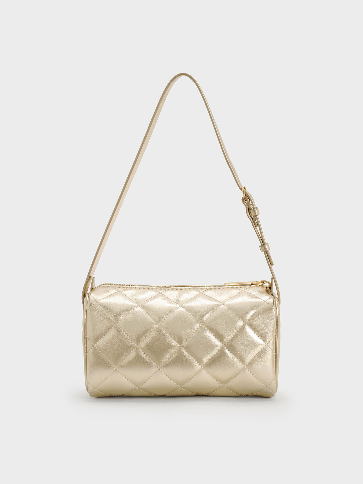 CHARLES & KEITH Great Value / Janie Metallic Quilted Shoulder Bag - Champagne
