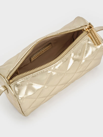 CHARLES & KEITH Great Value / Janie Metallic Quilted Shoulder Bag - Champagne