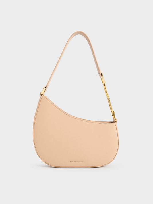 CHARLES & KEITH Classic / Agatha Chain-Strap Shoulder Bag - Beige