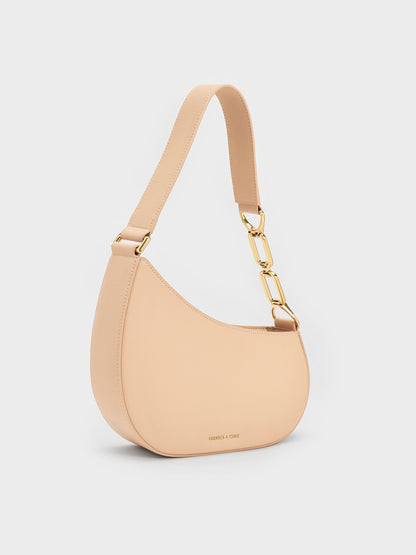 CHARLES & KEITH Classic / Agatha Chain-Strap Shoulder Bag - Beige