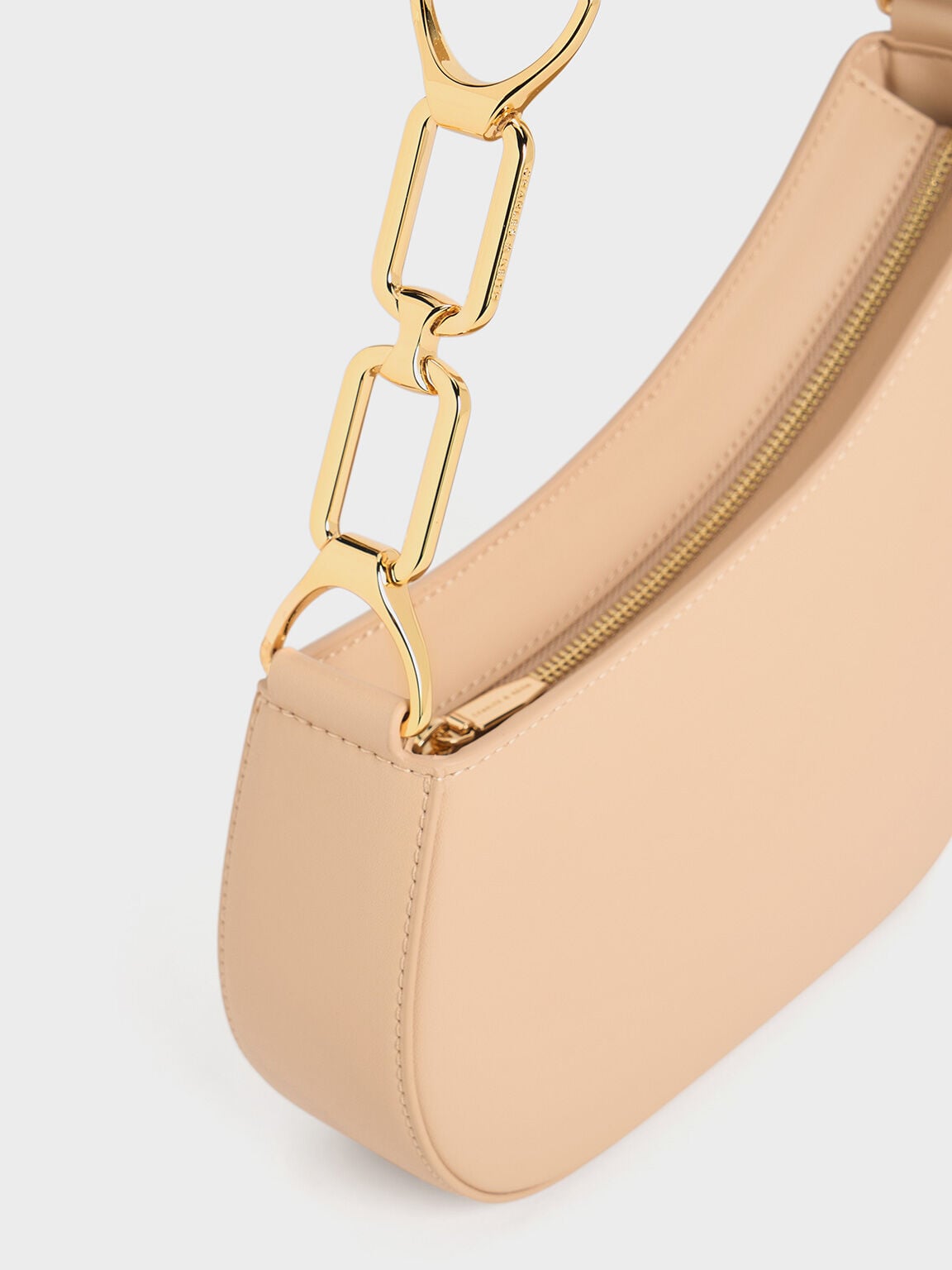 CHARLES & KEITH Classic / Agatha Chain-Strap Shoulder Bag - Beige