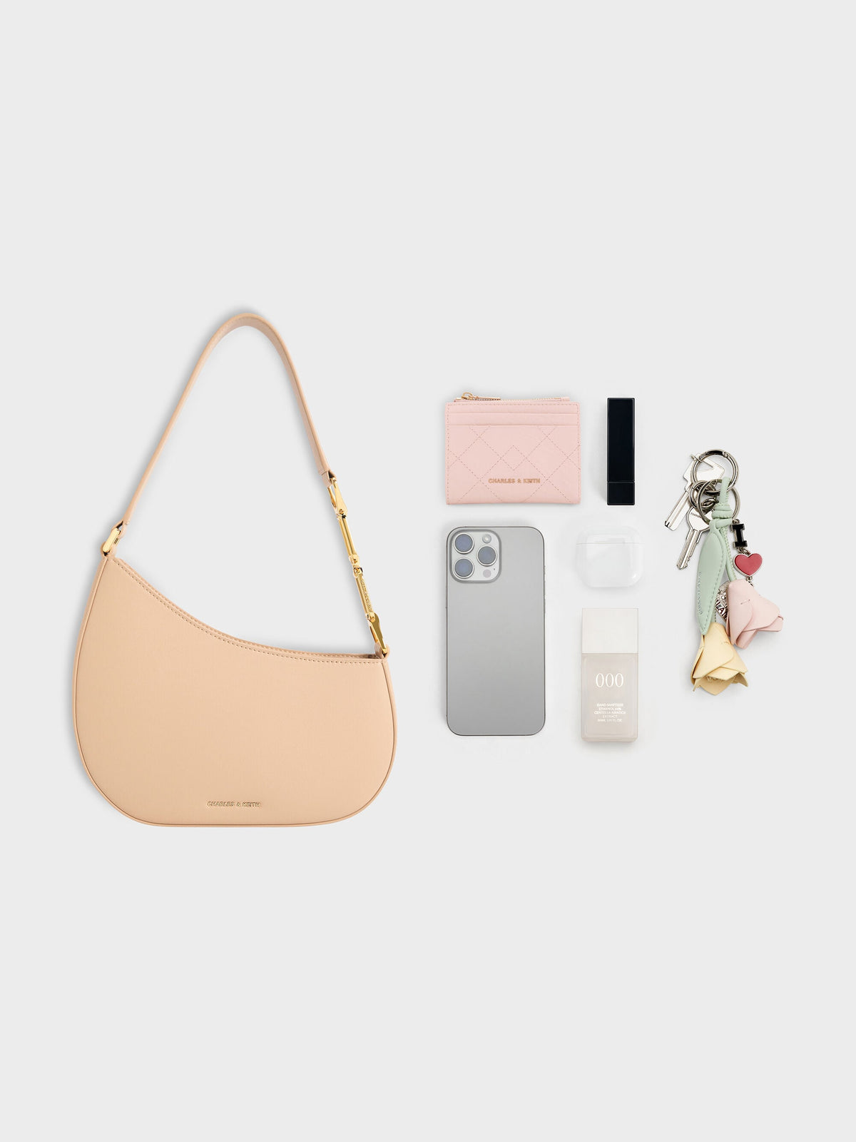 CHARLES & KEITH Classic / Agatha Chain-Strap Shoulder Bag - Beige