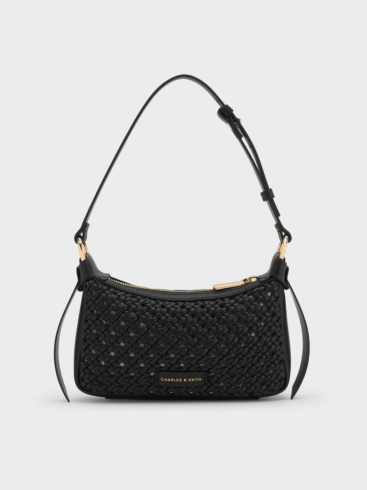 CHARLES & KEITH Classic / Mini Calla Woven Shoulder Bag - Black