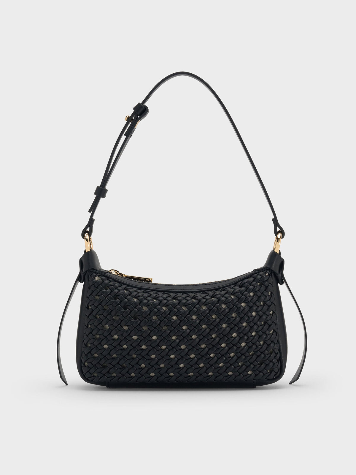 CHARLES & KEITH Classic / Mini Calla Woven Shoulder Bag - Black