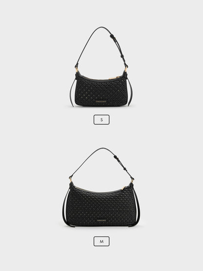 CHARLES & KEITH Classic / Mini Calla Woven Shoulder Bag - Black