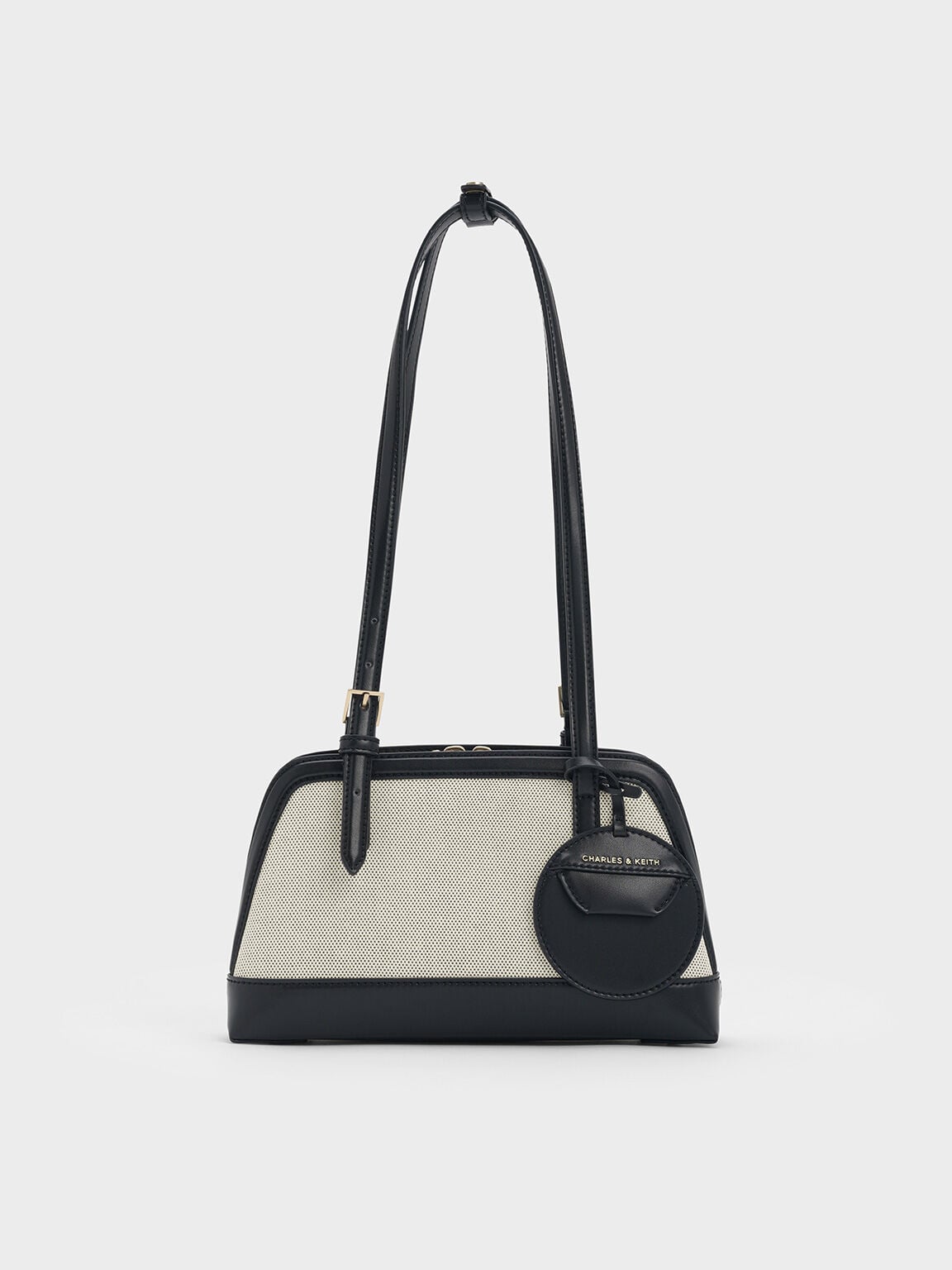 CHARLES & KEITH New / Enola Canvas Long-Handle Shoulder Bag - Black