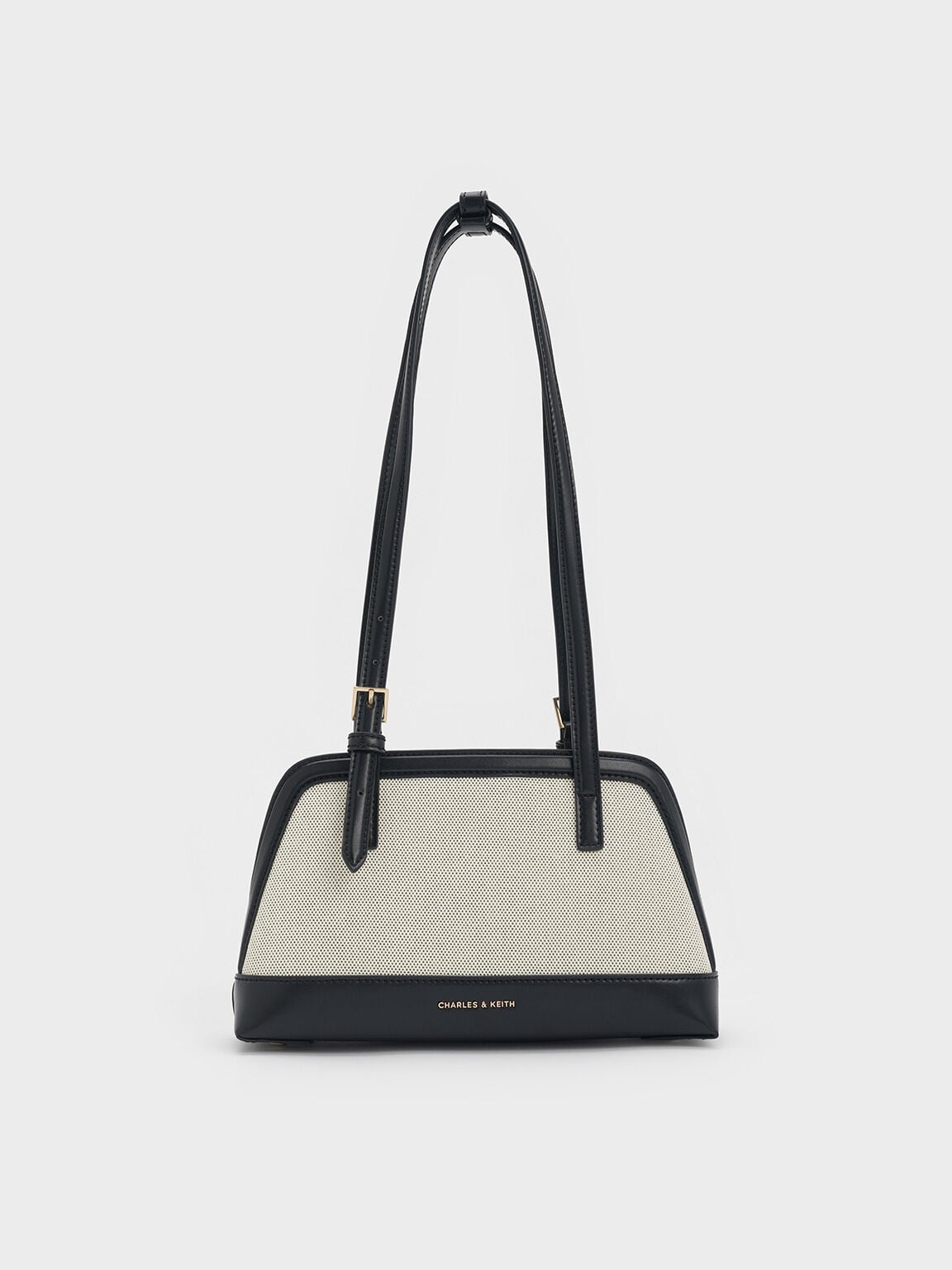 CHARLES & KEITH New / Enola Canvas Long-Handle Shoulder Bag - Black