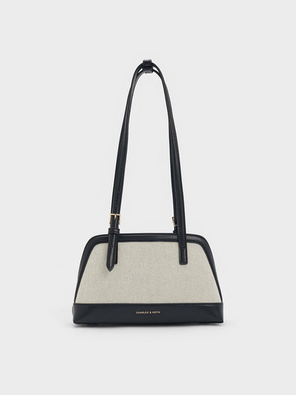CHARLES & KEITH New / Enola Canvas Long-Handle Shoulder Bag - Black
