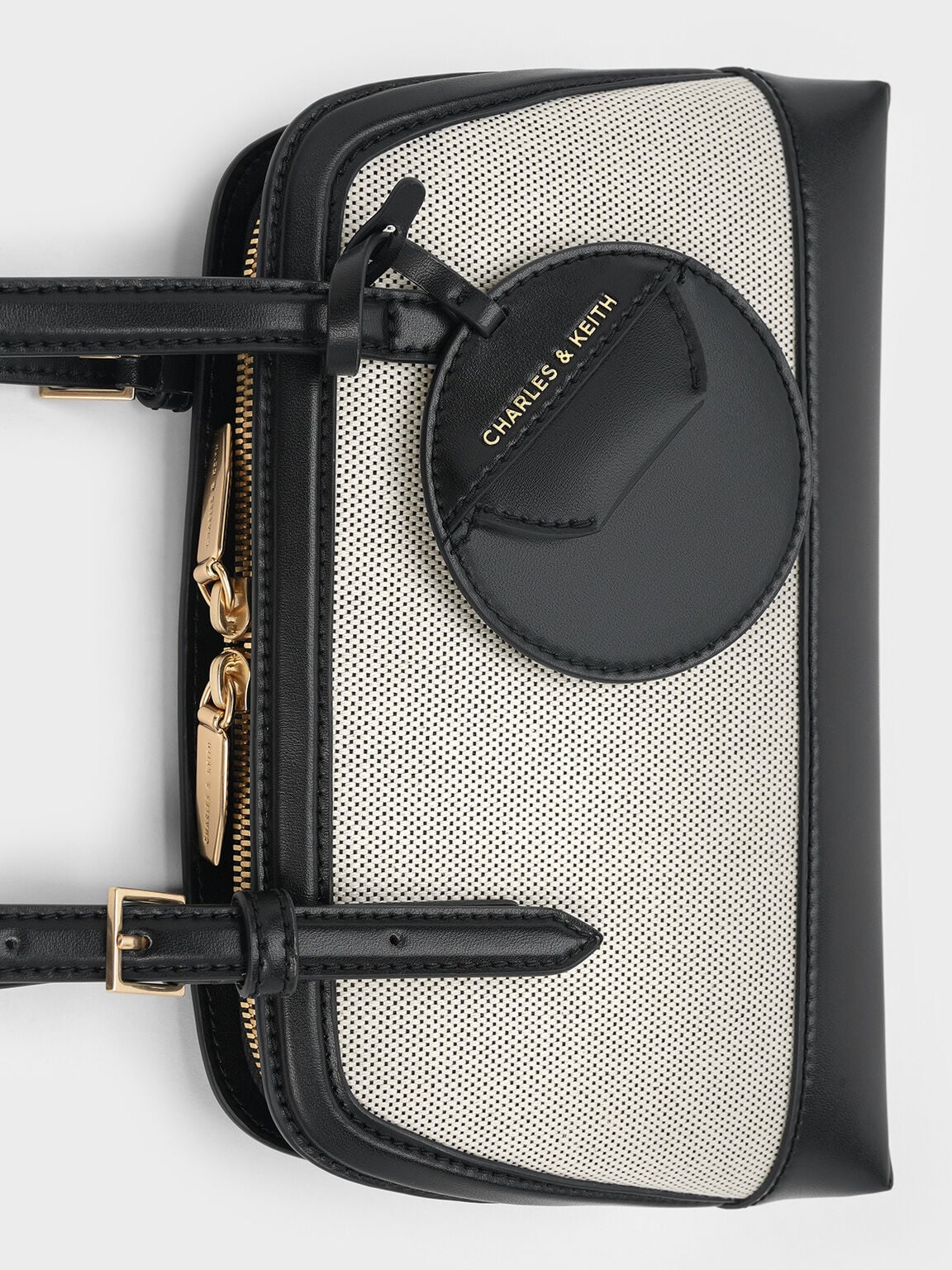 CHARLES & KEITH New / Enola Canvas Long-Handle Shoulder Bag - Black