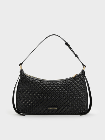 CHARLES & KEITH Smart Buy / Calla Woven Shoulder Bag - Black