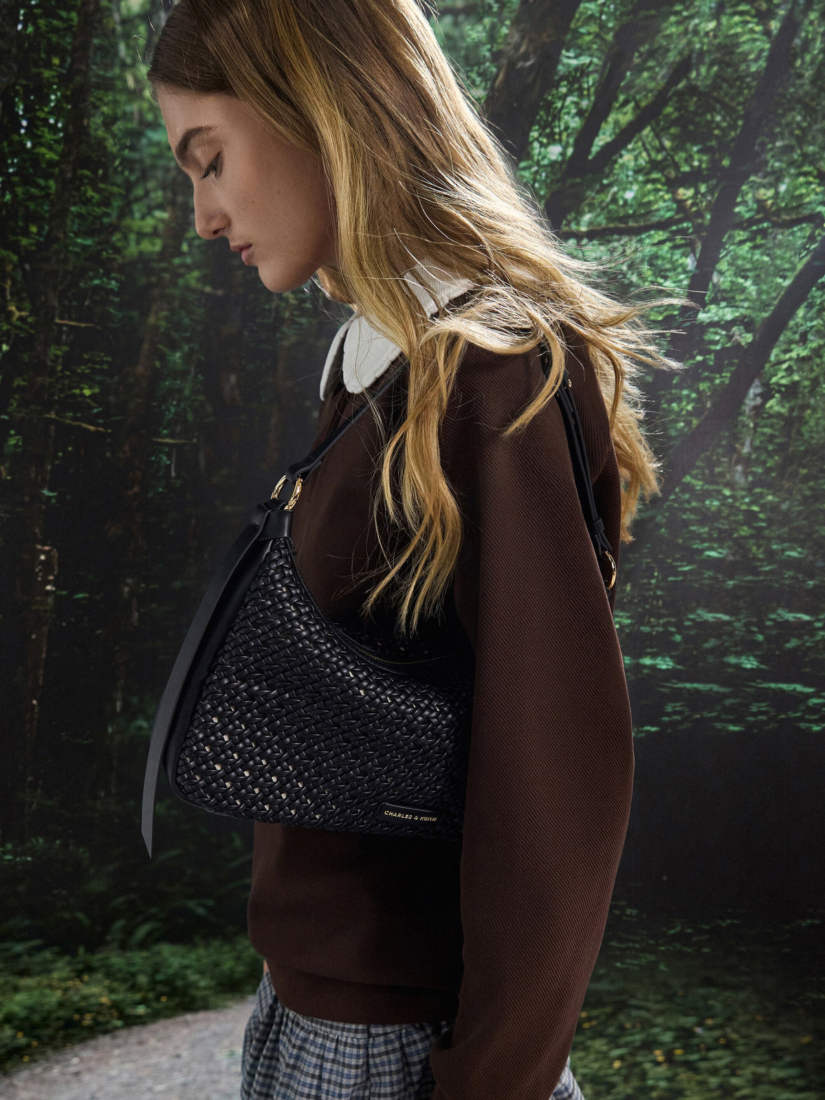 CHARLES & KEITH Smart Buy / Calla Woven Shoulder Bag - Black