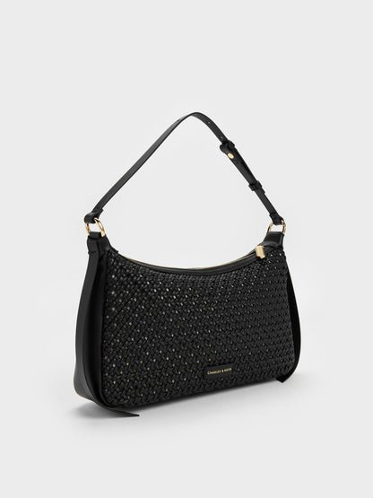 CHARLES & KEITH Smart Buy / Calla Woven Shoulder Bag - Black