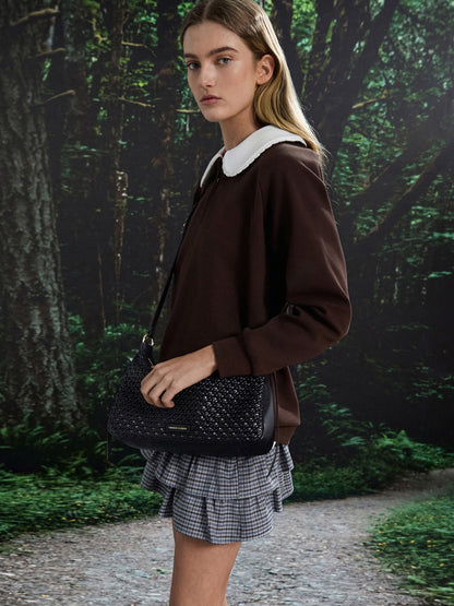 CHARLES & KEITH Smart Buy / Calla Woven Shoulder Bag - Black