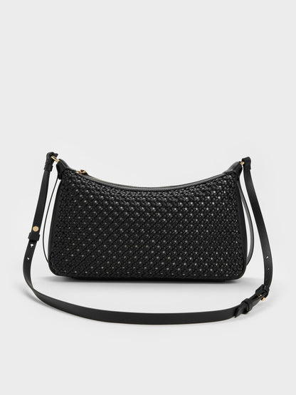 CHARLES & KEITH Smart Buy / Calla Woven Shoulder Bag - Black
