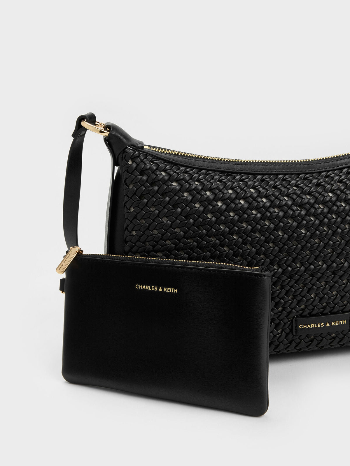 CHARLES & KEITH Smart Buy / Calla Woven Shoulder Bag - Black
