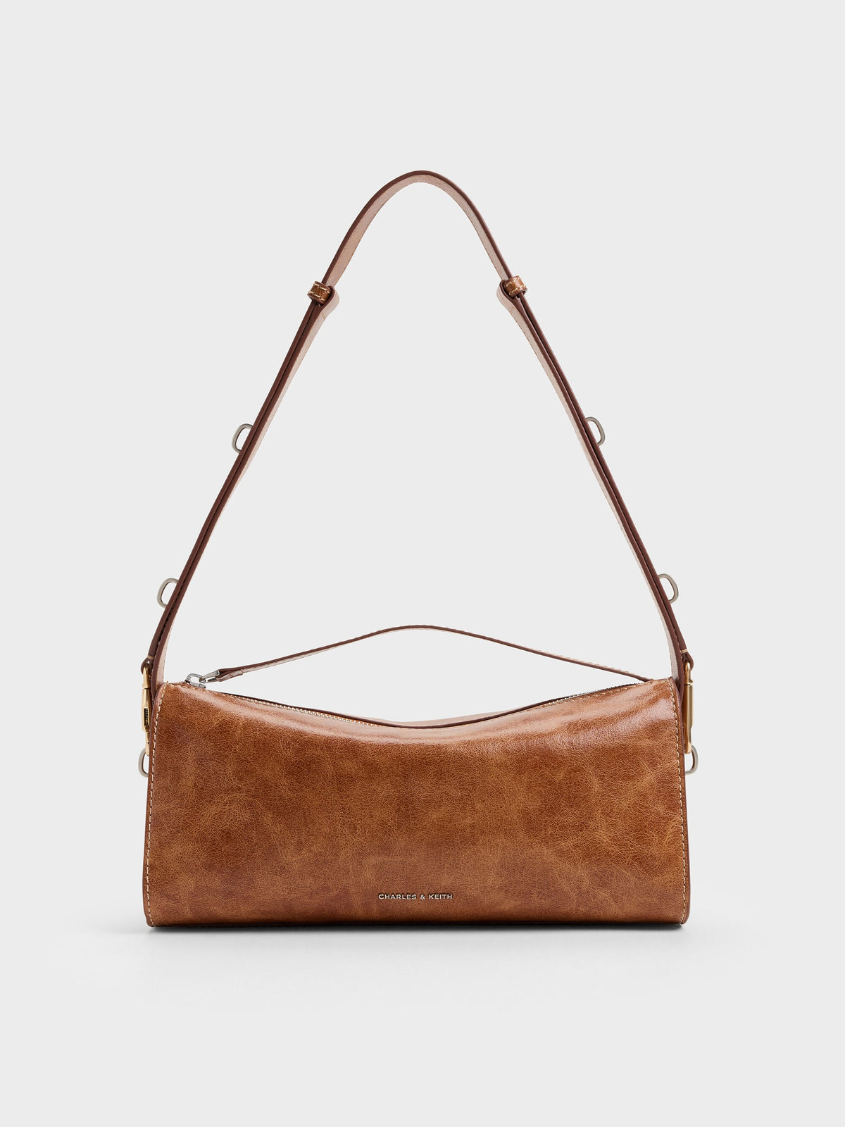 CHARLES & KEITH Customer Favorite / Delfina Elongated Shoulder Bag - Distressed Tan