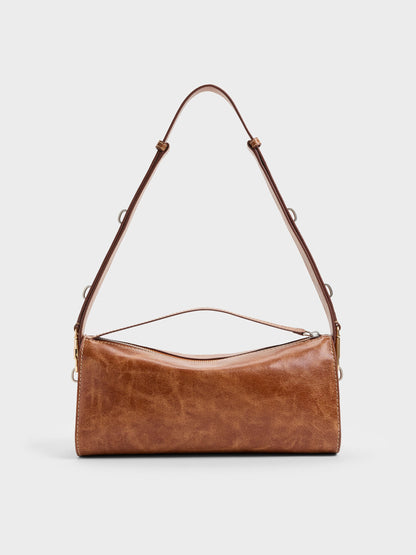 CHARLES & KEITH Customer Favorite / Delfina Elongated Shoulder Bag - Distressed Tan