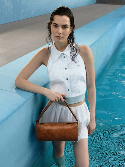 CHARLES & KEITH Customer Favorite / Delfina Elongated Shoulder Bag - Distressed Tan