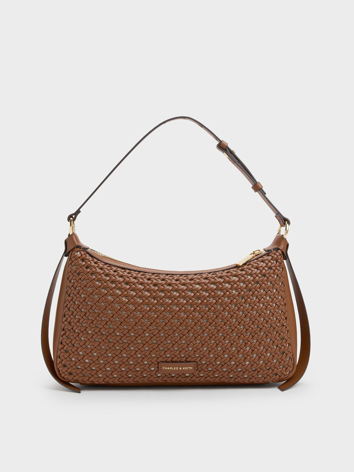 CHARLES & KEITH Premium / Calla Woven Shoulder Bag - Chocolate