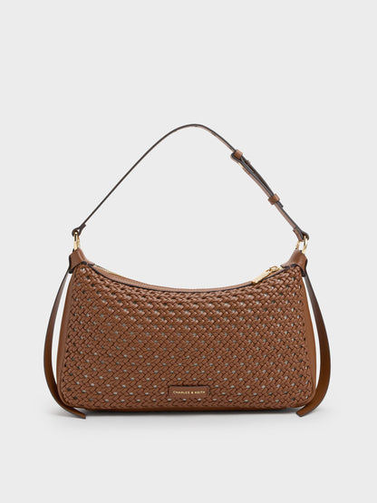 CHARLES & KEITH Premium / Calla Woven Shoulder Bag - Chocolate