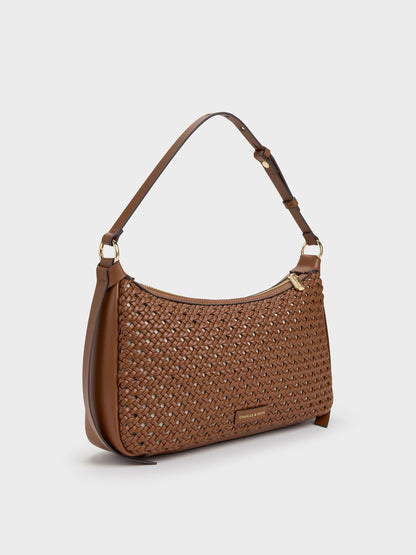 CHARLES & KEITH Premium / Calla Woven Shoulder Bag - Chocolate
