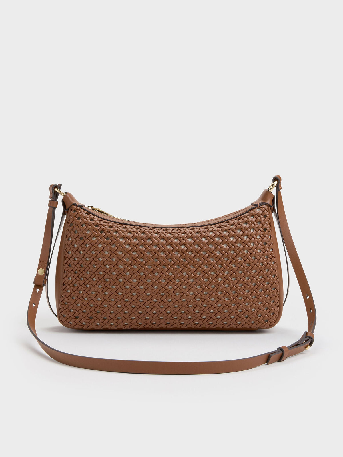 CHARLES & KEITH Premium / Calla Woven Shoulder Bag - Chocolate