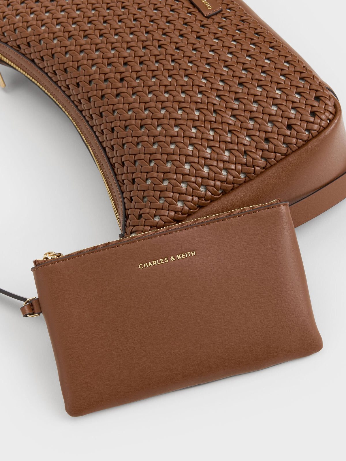 CHARLES & KEITH Premium / Calla Woven Shoulder Bag - Chocolate