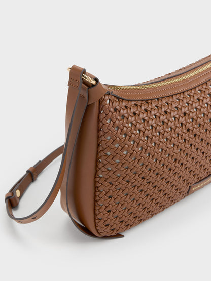 CHARLES & KEITH Premium / Calla Woven Shoulder Bag - Chocolate