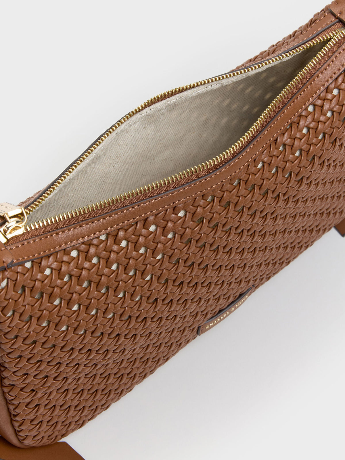 CHARLES & KEITH Premium / Calla Woven Shoulder Bag - Chocolate