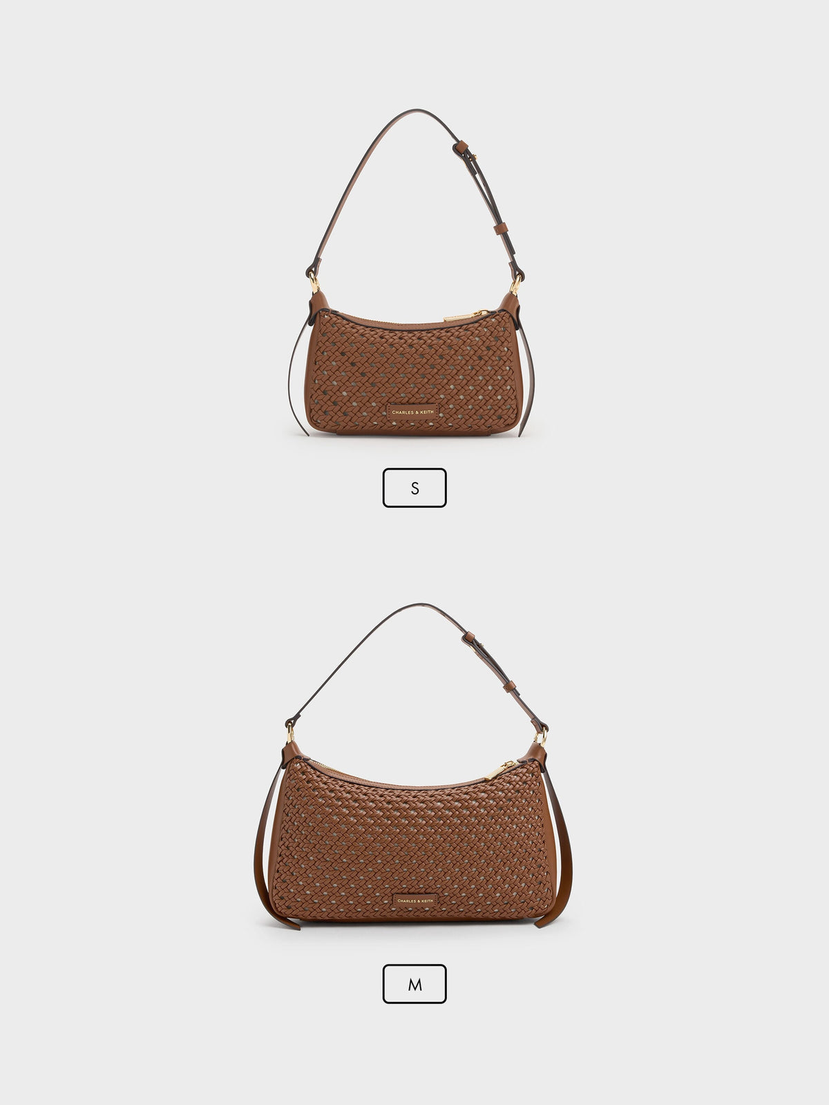 CHARLES & KEITH Premium / Calla Woven Shoulder Bag - Chocolate