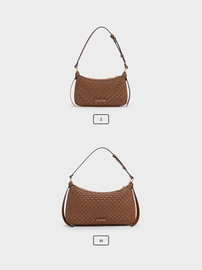 CHARLES & KEITH Premium / Calla Woven Shoulder Bag - Chocolate