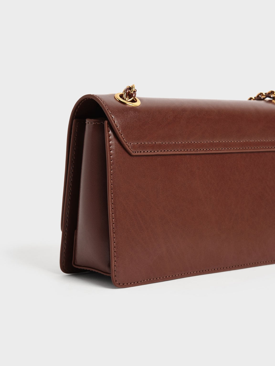 CHARLES & KEITH Classic / Everline Braided-Strap Shoulder Bag - Chocolate