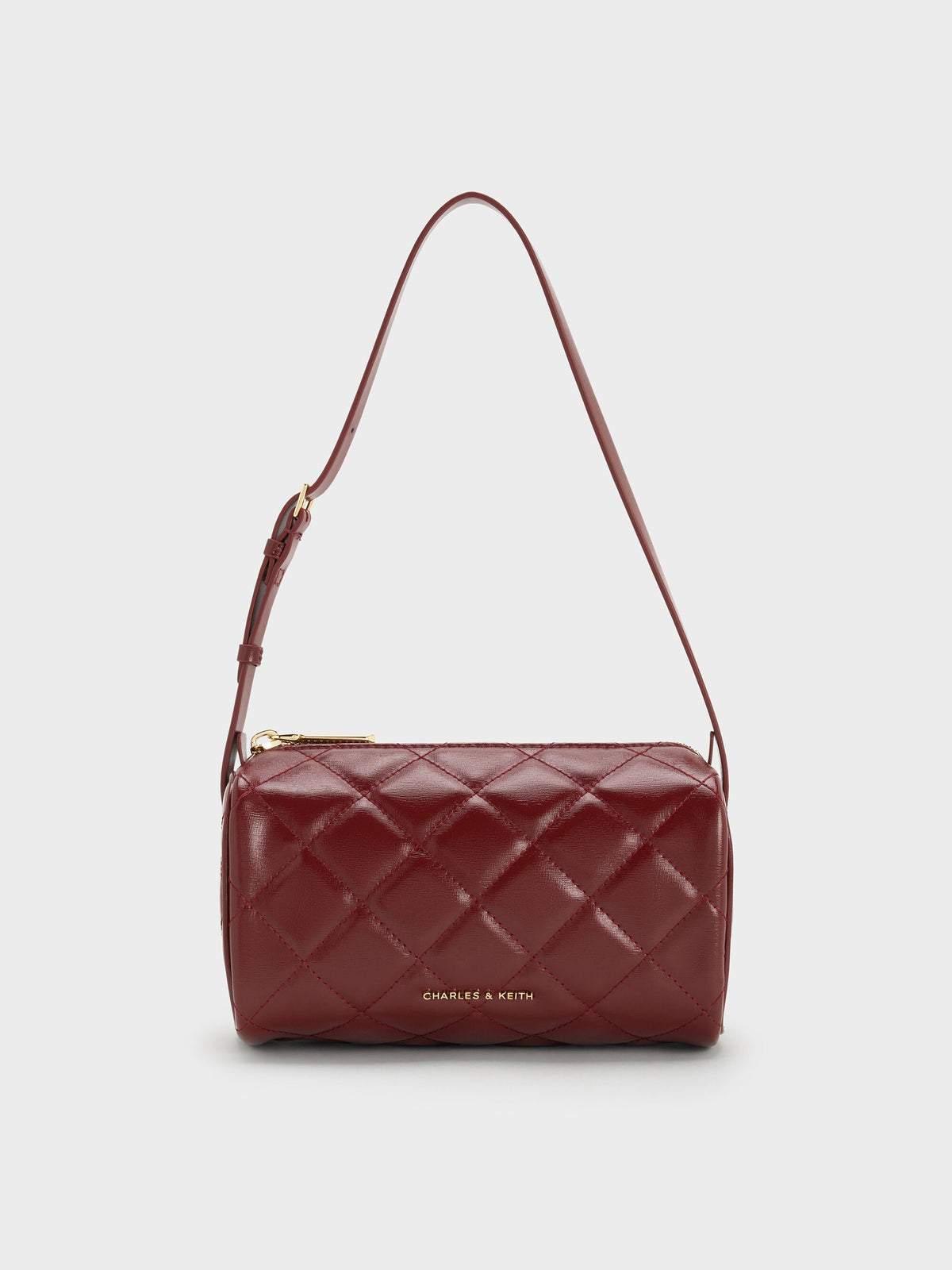 CHARLES & KEITH Best Seller / Janie Quilted Shoulder Bag - Burgundy