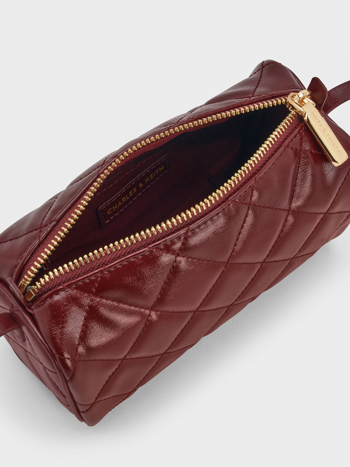 CHARLES & KEITH Best Seller / Janie Quilted Shoulder Bag - Burgundy